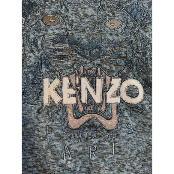 Kenzo Paris Sweater Womens Blue Tiger Jungle Crewneck Sweatshirt Sz S - Picture 11 of 16
